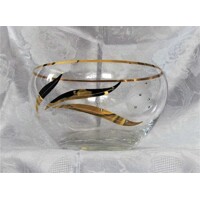 LsG-Crystal Skleněná mísa broušená zlacená s krystaly Swarovski dekor květina s rosou Mi-716 138 x 190 mm 1 Ks.