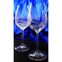 LsG-Crystal Skleničky na červené/ bílé víno ručně broušené ryté dekor Bodlák T...