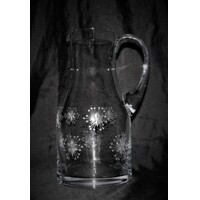 Glas Bierkrug/ Wasserkrug/ Weinkrug Hand geschliffen Muster Schneeflocke-741 1...