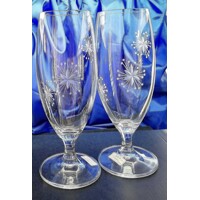 Bier/ Wasser Kristallgläser Hand geschliffen  Muster Schneeflocke 845 380 ml 6...