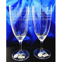 LsG Crystal Skleničky na pivo s krystaly Swarovski ručně broušené dekor Claudia Kat 850 380 ml 6 Ks.
