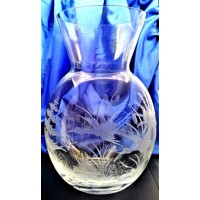 Vase Kristall Glas Hand geschliffen Muster Vőgel...