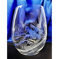 LsG-Crystal Skleničky na víno/ vodu ručně broušené ryté dekor Bodlák originál ...