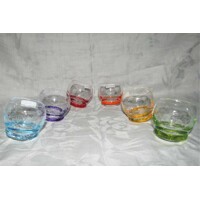 LsG-Crystal Skleničky na lihoviny 6 barev dekor Bodlák ručně broušené  ryté okrasné balení Mix 948 64 x 60 mm 60 ml.