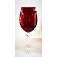 LsG-Crystal Skleničky červené s kamínky SWAROVSKI na červené víno ručně brouše...