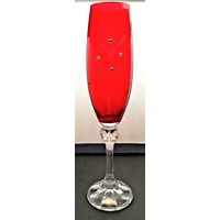 Rote Champagnergläser/ Sekt Glas 8 x Swarovski Stein Hand geschliffen Karla CX-959 220 ml 2 Stück.