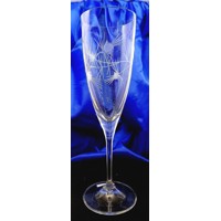 Sektkelch/ Champagner Glas Hand geschliffen Alt Gravur Distel-1007 220 ml 6 Stück.