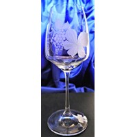 Weißwein Glas/ Rotweingläser Hand geschliffen Muster Weinlaub Giss-3002 350 ml 6 Stück.