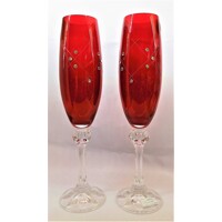 Sekt Rot/ Rote Sektgläser  14 x SWAROVSKI Stein Wappen 1959 220 ml 2 Stk.