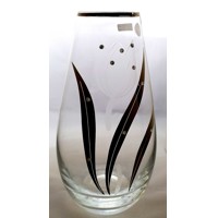 Lsg-Crystal Váza skleněná broušená/ rytá 10 x SWAROVSKI krystal platina květina s rosou originál baleni Wa-4489 245 x 135 mm 1 Ks.