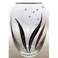 Glas-Vase mit Swarovski Kristall Steinen Platina...