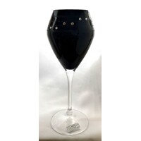 LsG-Crystal Skleničky na bílé víno černé 12 x  krystal SWAROVSKI ručně broušené dekor Claudia SK-1553 200ml 2 Ks.