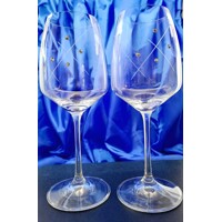 LsG-Crystal Skleničky 8 x Swarovski krystal bílé červené víno dekor Karla dárkové balení satén Gis-5864 350ml 2 Ks.