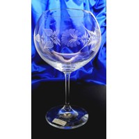 LsG-Crystal Jubilejní sklenička číše na víno ručně broušené ryté dekor Růže J-...