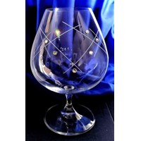 LsG-Crystal Jubilejka sklenička jubilejní číše 7 x Swarovski krystal broušená na koňak dekor Erb J-955 880 ml 1 Ks.