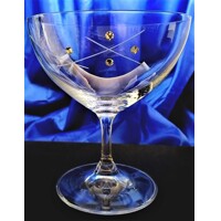 LsG-Crystal Skleničky na šampus/ koktejly/ zmrzlinové misky 8 x Swarovski krystal ručně ryté dekor Karla Cok-2676 340ml 2 Ks.