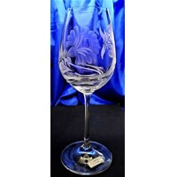 LsG-Crystal Skleničky na bílé/ červené víno ručně broušené ryté dekor Růže Turbulence-6404 350ml 2 Ks.