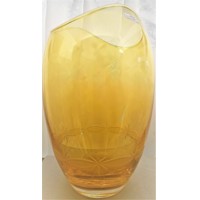 LsG-Crystal Váza žlutá tvar Gondola ručně brouše...