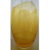 LsG-Crystal Váza skleněná žlutá ručně foukaná op...