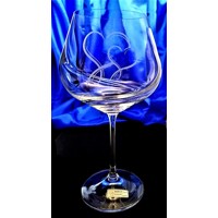 LsG-Crystal Sklenička červené víno dekor Srdce Turbulence-2109 570ml 2 Ks.