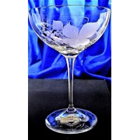 Sektschale/ Champagner Glas Hand geschliffen Muster Weinlaub Kate-3791 210ml 2 Stück.