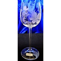 LsG-Crystal Skleničky na bílé víno ručně ryté broušené dekor Vino dárkové balení satén Erika-1698 260ml 6 Ks.