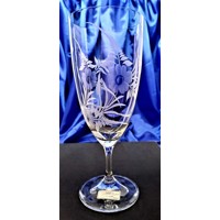 LsG-Crystal Jubilejní sklenice se jménem na pivo ryté broušené dekor Květina K...