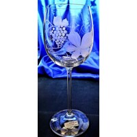 Rotwein Glas / Weißweingläser Hand geshliffen Weinlaub Erika-P6098 350 ml 6 St...