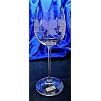 LsG-Crystal Skleničky na bílé víno luxusní souprava ručně ryté broušené dekor Víno dárkové balení satén Erika-L8198 260 ml 6 Ks.