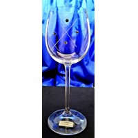 LsG-Crystal Skleničky na bílé víno 24 x Swarovski krystal ručně ryté broušené ...