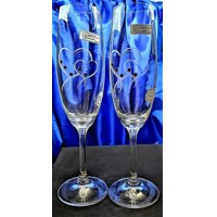 Swarovski Sekt Glas Champagner Gläser Muster Herz rot blauer steine SW-6892 200 ml 2 Stück.