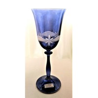 LsG-Crystal Skleničky modré na bílé víno dekor Kanta dárkové balení satén Nora 5941 250 ml 2 Ks.