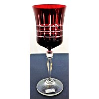 Weißwein Glas/ Weißweingläser rotes Glas geschliffen poliert L- 5710 320 ml 2 Stück.