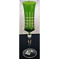 LsG-Crystal Sklenička na šampus sekt broušená zelená leštěná dárkové balení satén Lora - 5711 200 ml 2 Ks.