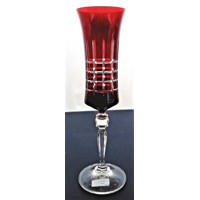 Sekt Glas/ Champagnergläser rotes Glas geschliffen poliert L-5717 200 ml 2 Stück.