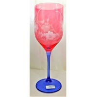 Geburtstag Glas/ Jubiläums Rot Blau Hand geschliffen Blume J-3199 250ml 1 Stück.