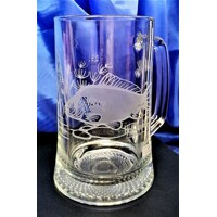 Geburtstag Glas Jubiläums Bierkrug Fisch Karpfen Muster Hand geschliffen Muster 860 ml 1 Stück.