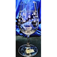 LsG-Crystal Sklenice na víno víceúčelové sklo ručně broušené ryté dekor Pointille dárkové balení satén CX-3314 140ml 6 Ks.