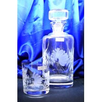 Whisky Set Hand geschliffen Muster Hagebutte Geschenkkarton LA-3504 1000/280ml 7 Stück.