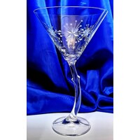 LsG-Crystal Sklenička křivá noha na Martini koktejl ručně broušené dekor Šípek dárkové balení satén Ara-2382 210ml 2 Ks.