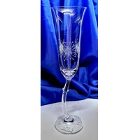 LsG-Crystal Sklenička křivá noha na šampus ručně broušené dekor Vločka dárkové balení satén Ara-2482 260ml 2 Ks.