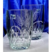 LsG-Crystal Sklenice pivní broušená manželská souprava dekor Klas Ploch-6028 500ml 330ml 2 Ks.
