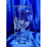 Kaffee Tee Borosilikatglas hitzebeständig bis 300 °C Hagebuttenmotiv handgeschliffen