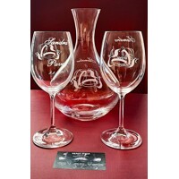 LsG-Crystal Svatební pískovaná souprava na víno dekor prsteny s jmény a datumem S-3005 1500/350ml 2+1 ks