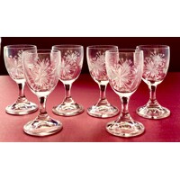 LsG-Crystal Vánoční skleničky na lihoviny likéry panáky s nožičkou dekor Vločka L-2284 80 x 40 mm 30ml 6 ks