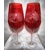 Rotwein Glas hellrotes optisches Glas Hand geschliffen Muster Hagebutte RW-489  Stück.